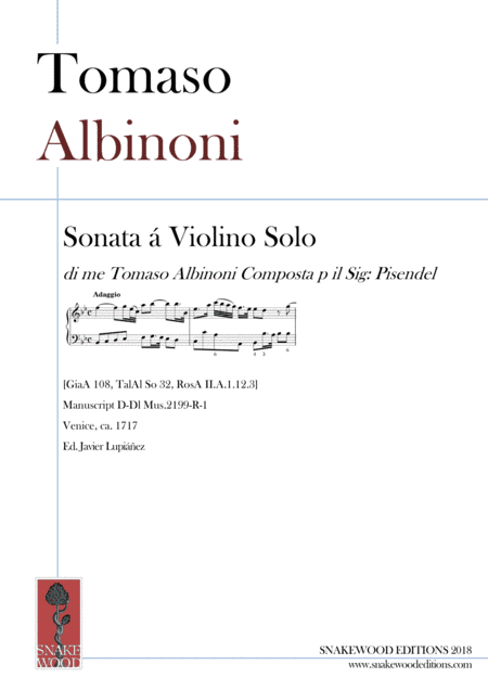 Albinoni Sonata per Pisendel in B flat major (arr. Sneakwood Editions)