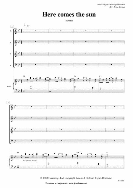 Here Comes The Sun (arr. Jetse Bremer)