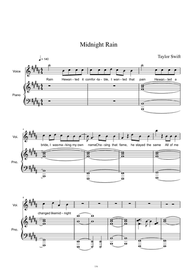 Midnight Rain (arr. Taylor Swift)