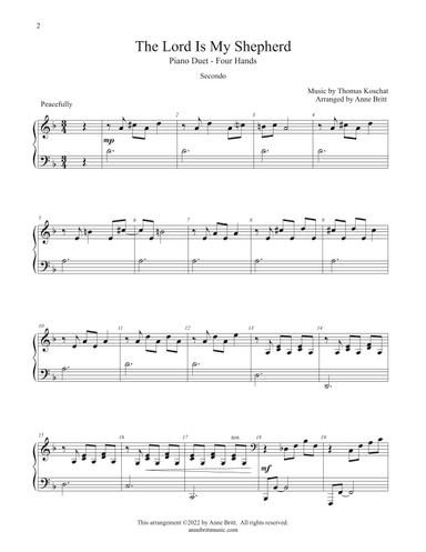 The Lord Is My Shepherd (piano duet) (arr. Anne Britt)