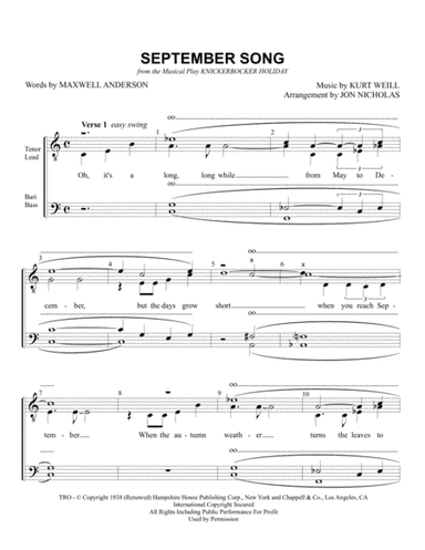 September Song (arr. Jon Nicholas)