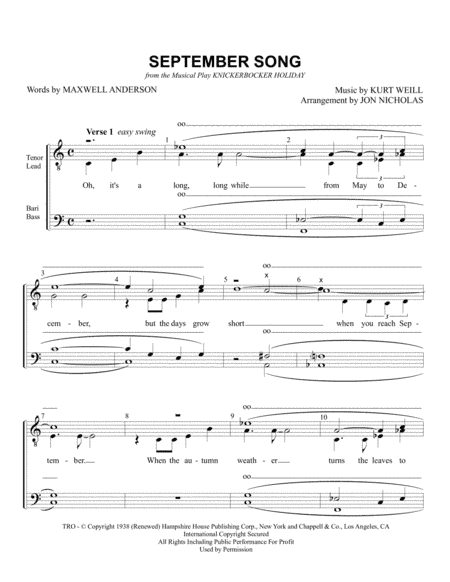 September Song (arr. Jon Nicholas)
