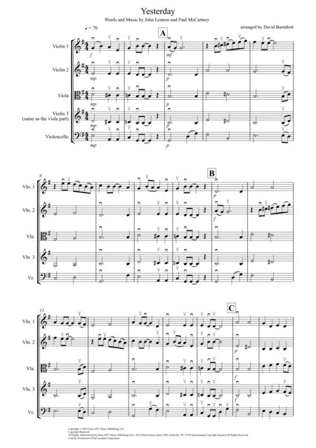 Yesterday (arr. David Burndrett)