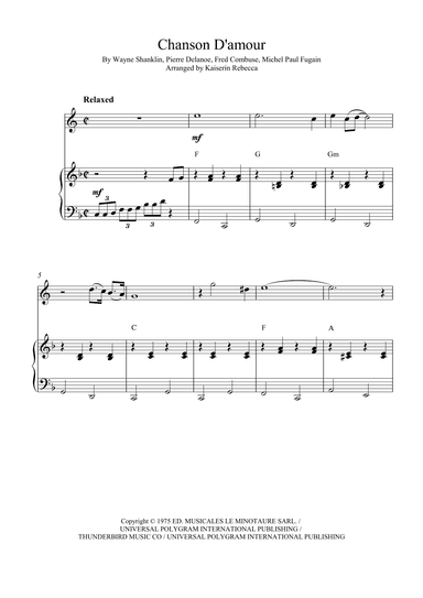 Chanson D'amour (the Ra-da-da-da-da Song) (arr. Kaiserin Rebecca)
