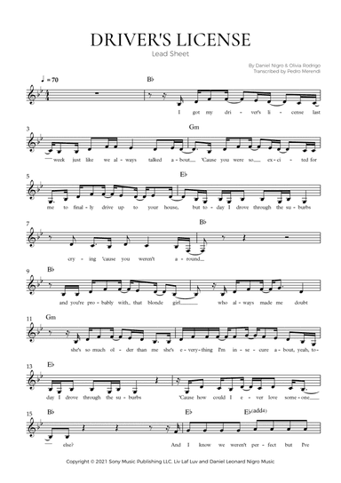 Drivers License (arr. Pedro Merendi)