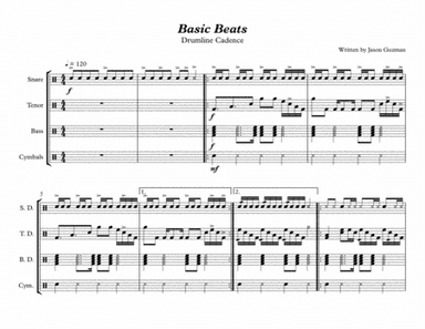 Basic Beats - Drumline Cadence - Difficulty: Easy