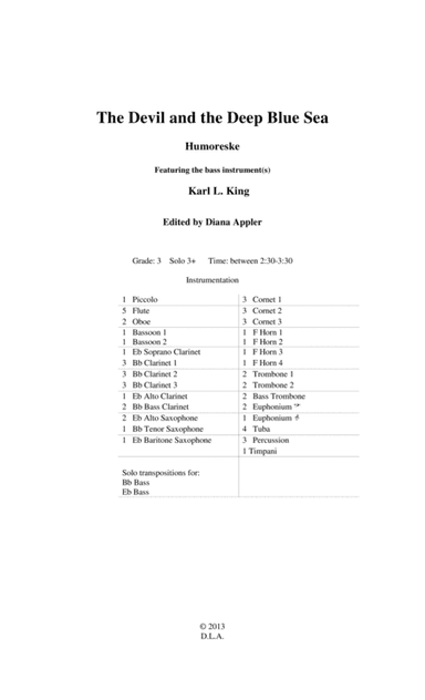 Devil And The Deep Blue Sea (score only) (arr. Diana L. Appler)
