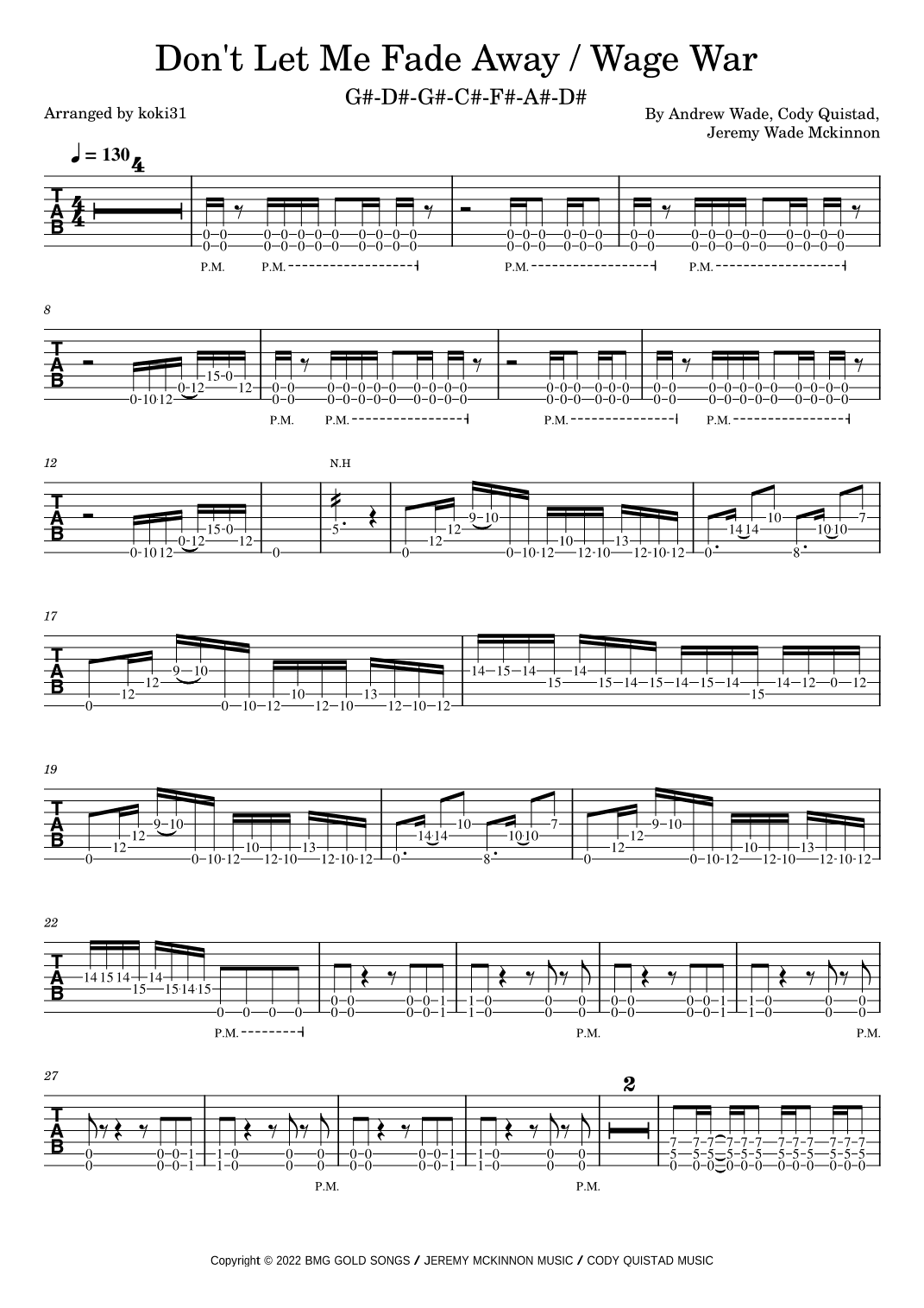 Don't Let Me Fade Away (arr. koki31)