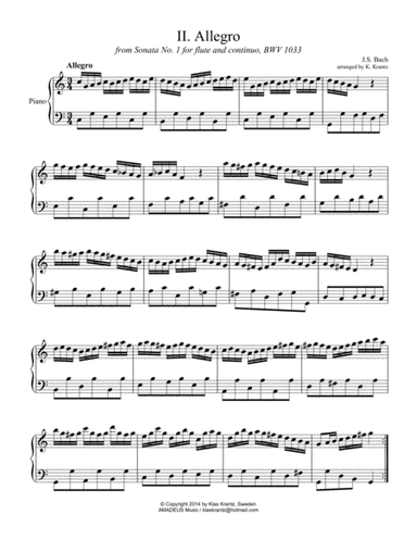 Allegro and Adagio from BWV 1033 for easy piano solo (arr. K. Krantz)