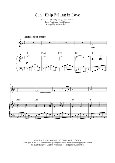 Can't Help Falling In Love (arr. Kaiserin Rebecca)