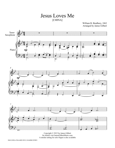 Jesus Loves Me (arr. James Gilbert)