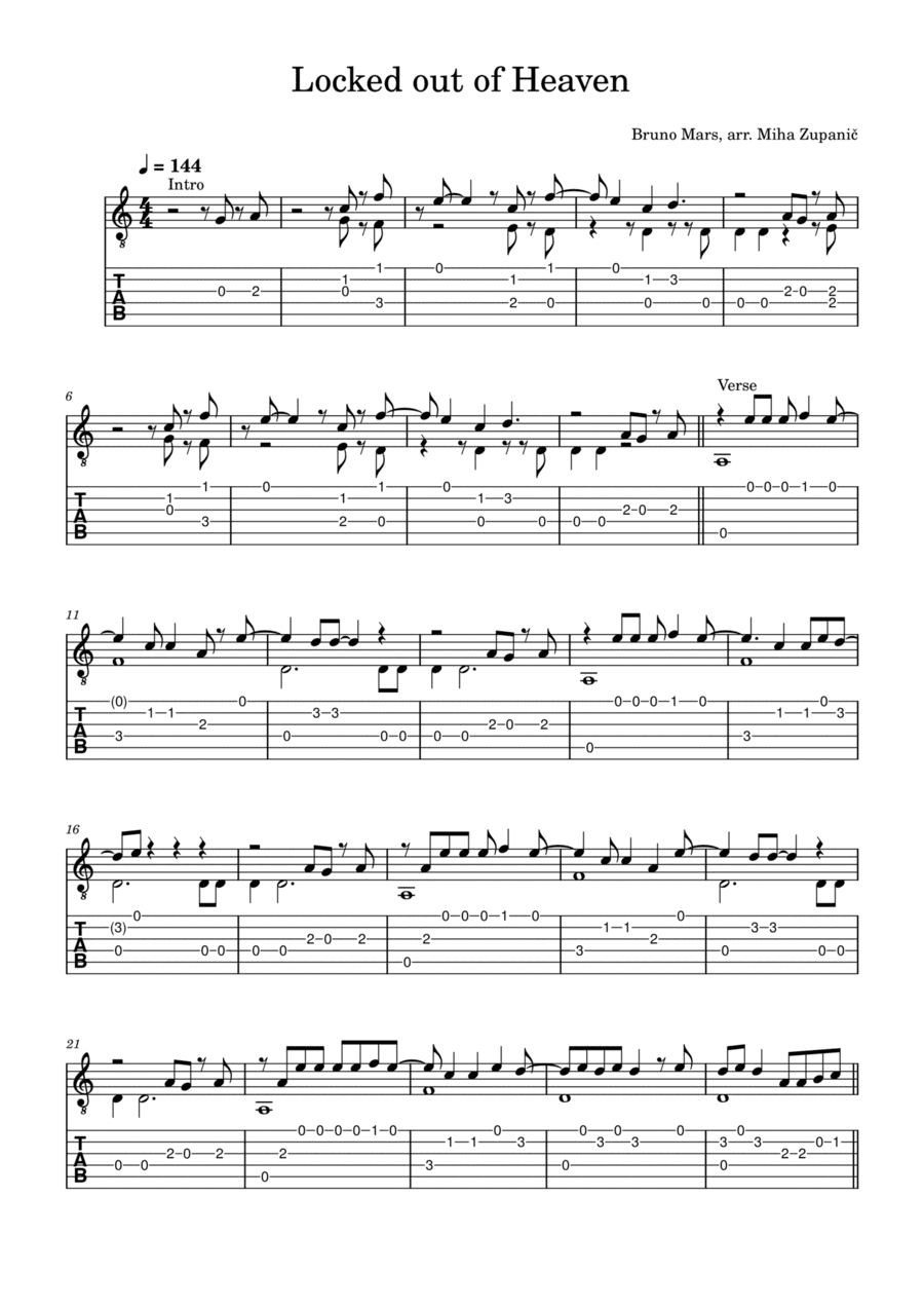 Locked Out Of Heaven (arr. Miha Zupanic)