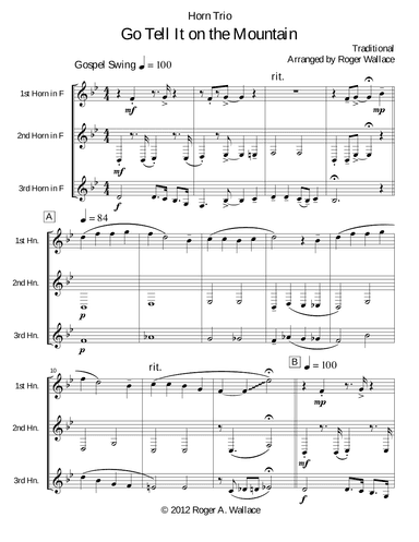 Go Tell It on the Mountain (Horn Trio) (arr. Roger Wallace)