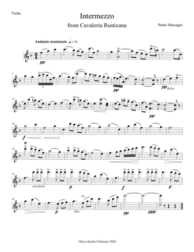 Pietro Mascagni - Intermezzo (arr. Julia Samarska)