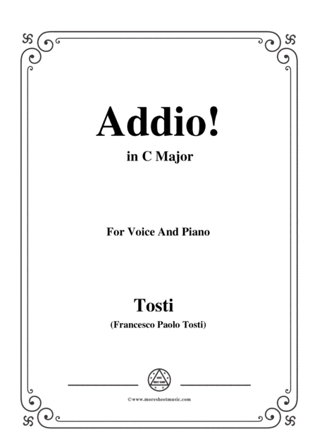 Tosti-Addio! In C Major,for Voice and Piano (arr. MSM)