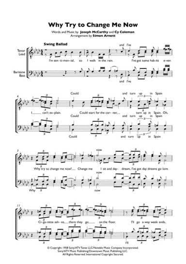 Why Try To Change Me Now (arr. Simon Arnott)