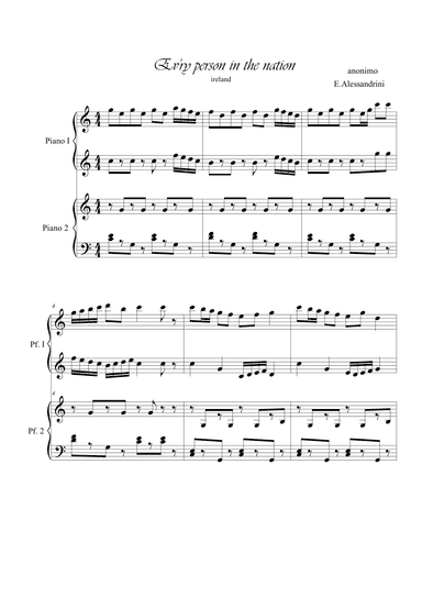 Ev'ry person in the nation. Piano 4 hands (arr. Ester Alessandrini)