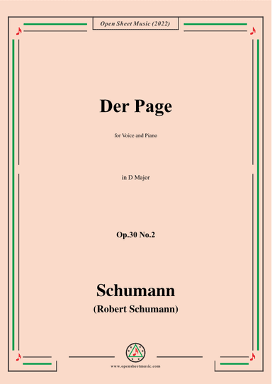 Schumann-Der Page,Op.30 No.2,in D Major (arr. OSM Press)