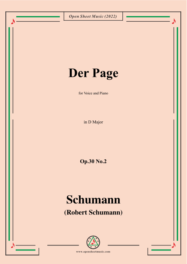 Schumann-Der Page,Op.30 No.2,in D Major (arr. OSM Press)