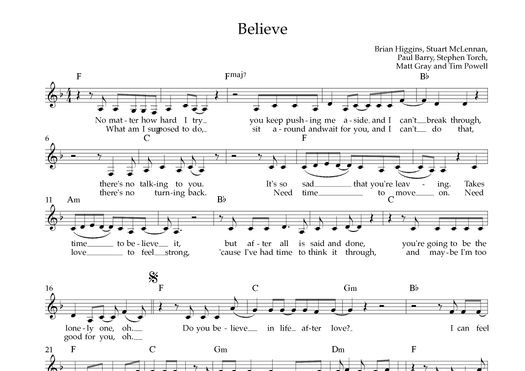 Believe (arr. Vicky Jacobs)