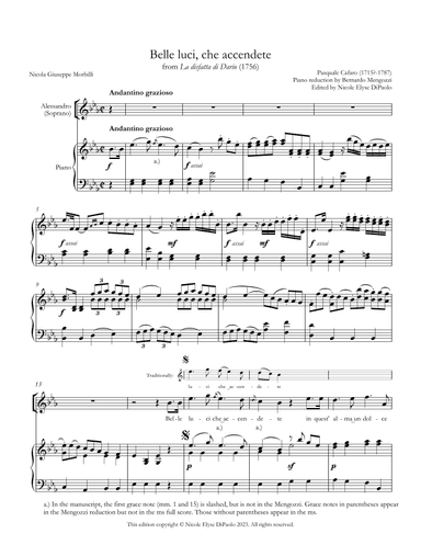Belle luci, che accendete from La disfatta di Dario - Modern Clef Performing Edition (Soprano/Piano) (arr. Nicole Elyse DiPaolo)
