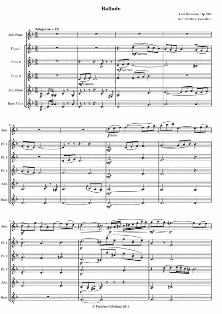Ballade Op. 288 for flute and orchestra, arranged for flute quintet or flute choir (arr. Frederic Colledani)