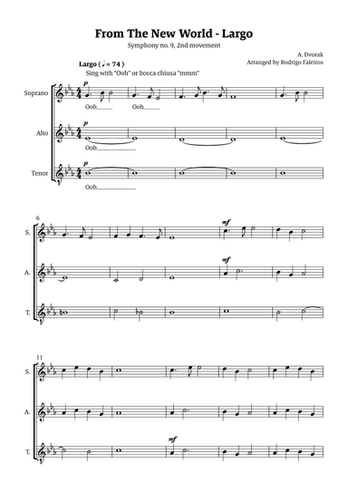 Largo (2nd movement of the Symphony no. 9 'From The New World') (arr. Rodrigo Faleiros)