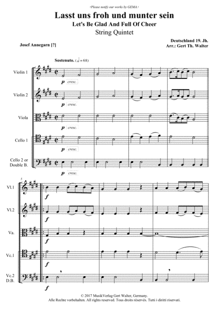 Let's Be Glad And Full Of Cheer (arr. Gert Th. Walter)