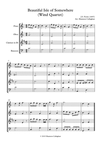 Beautiful Isle of Somewhere - Wind Quartet (arr. Shannon Callaghan)