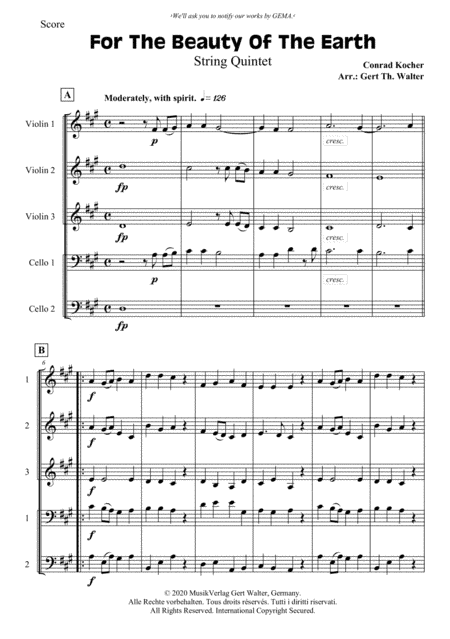 For The Beauty Of The Earth (arr. Gert Th. Walter)
