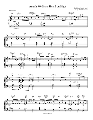 Angels We Have Heard on High - lite jazz arr. for solo piano (arr. Steve Lancaster)