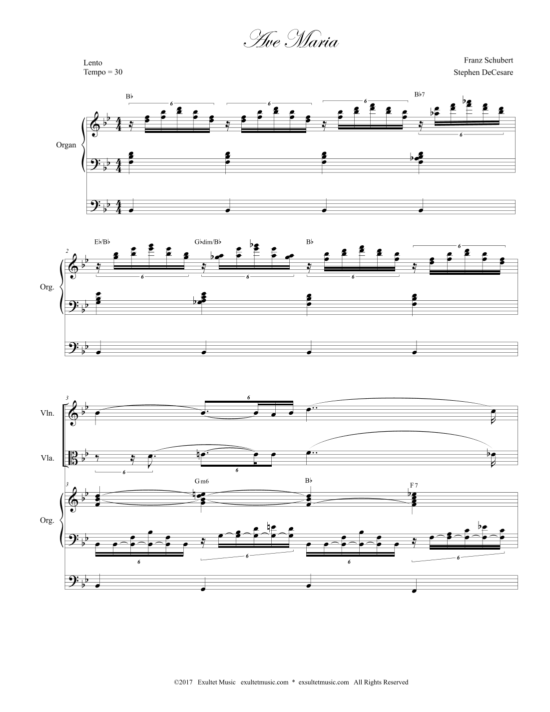 Ave Maria (Duet for Violin and Viola - Organ Accompaniment) (arr. Stephen DeCesare)