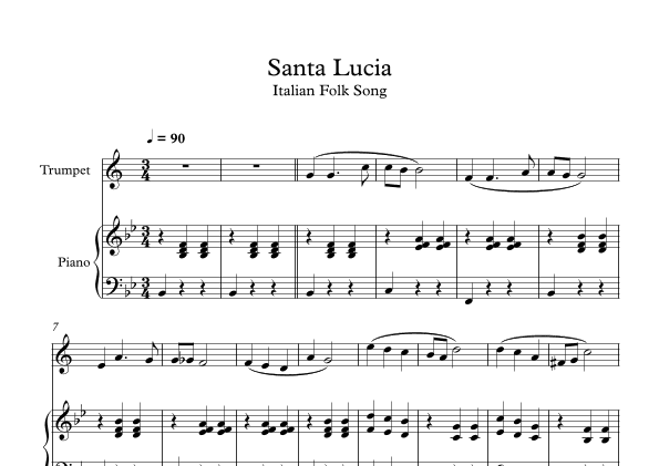 Santa Lucia - Italian Folk Song (Trumpet + Piano) (arr. Digital Book Music)
