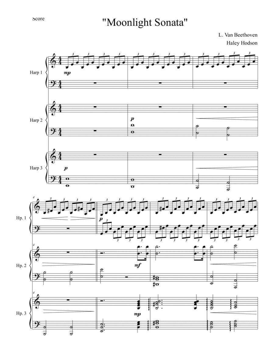 Moonlight Sonata by Beethoven for 3 Harps (arr. Haley Hodson)