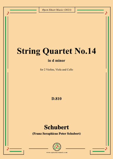 Schubert-String Quartet No.14,in d minor,D.810 (arr. OSM Press)