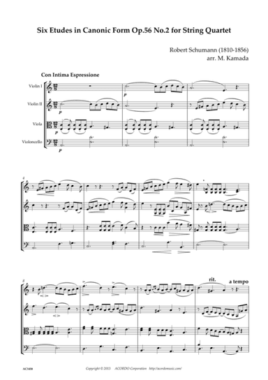 Six Etudes in Canonic Form Op.56 No.2 for String Quartet (arr. Mikio Kamada)