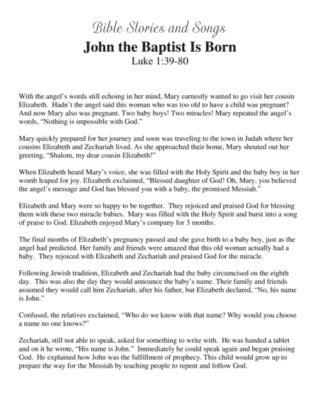 John the Baptist Is Born (Bible Stories and Songs)