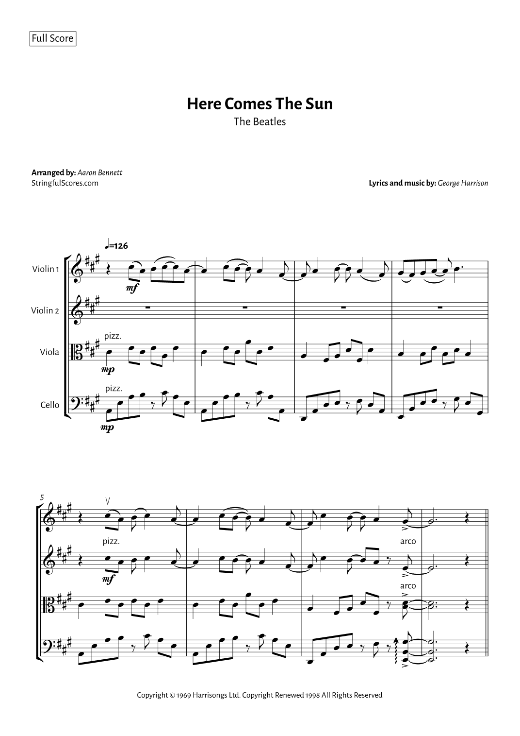 Here Comes The Sun (arr. Aaron Bennett)