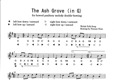 The Ash Grove (in G) for Bowed Psaltery Melody Double-Bowing (arr. Bowed Psaltery Bowing by Nozomi Nose)