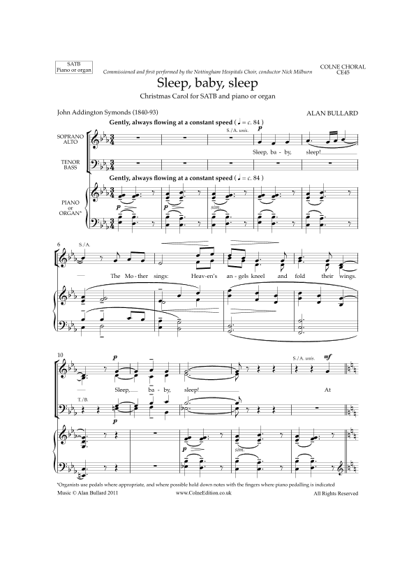 Sleep, baby, sleep (Christmas Carol for SATB and piano or organ)