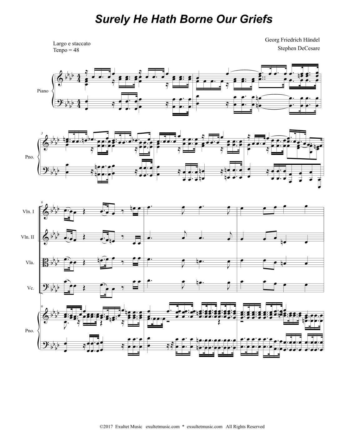 Surely He Hath Borne Our Griefs (String Quartet and Piano) (arr. Stephen DeCesare)