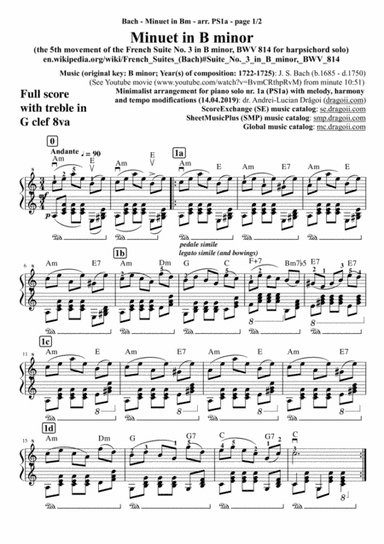 J. S. Bach - Minuet in B minor (from the 5th movement of the French Suite No. 3 in B minor, BWV 814 (arr. Andrei-Lucian Drăgoi)