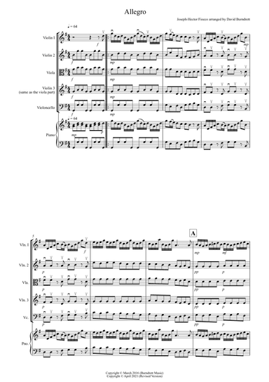 Allegro by Fiocco for String Quartet (arr. David Burndrett)