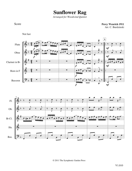 Sunflower Rag (P. Wenrich) - woodwind quintet (arr. C. Burdzinski)