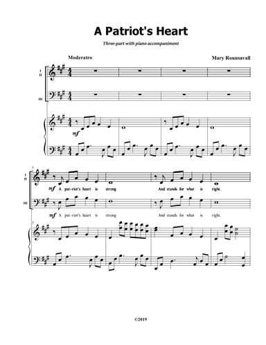 A Patriot's Heart (3 part mixed with Piano Accompaniment)