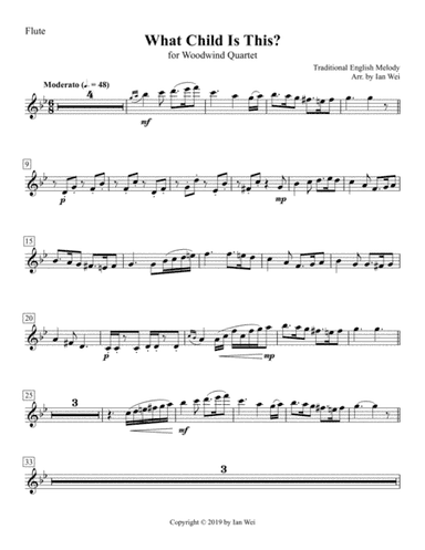 What Child Is This? for Woodwind Quartet (arr. Ian Wei)