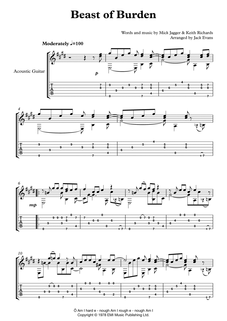 Beast Of Burden (arr. Jack Evans)