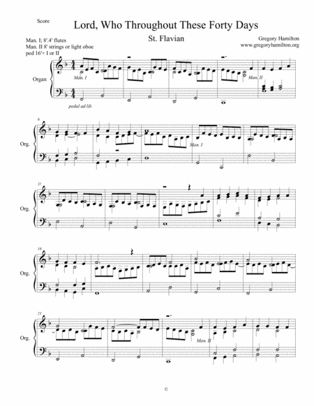Lord, Who Throughout these Forty Days - St. Flavian for Solo Organ
