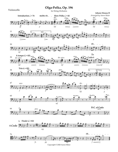 Olga-Polka, Op. 196 (arr. for string orchestra): Cello (arr. Aaron Meier)