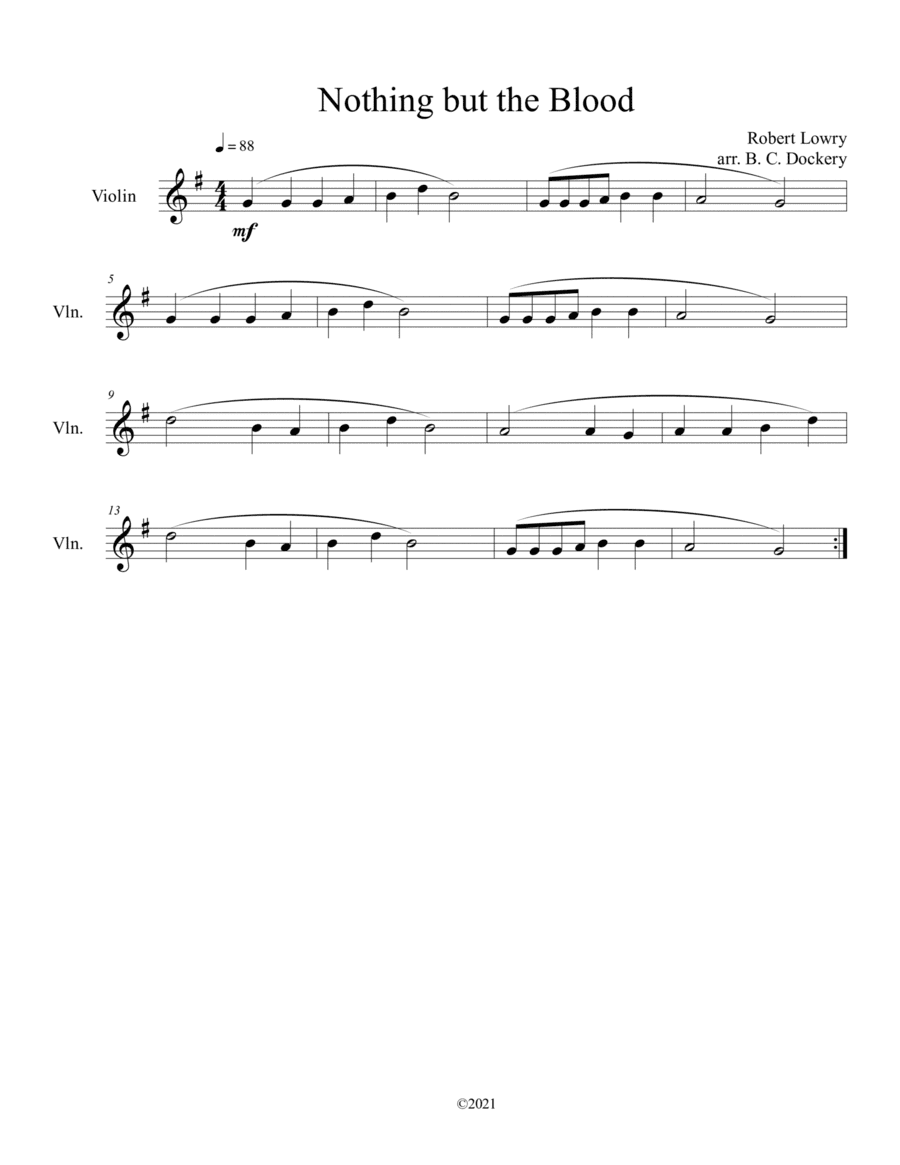 Nothing but the Blood (violin solo) (arr. B. C. Dockery)